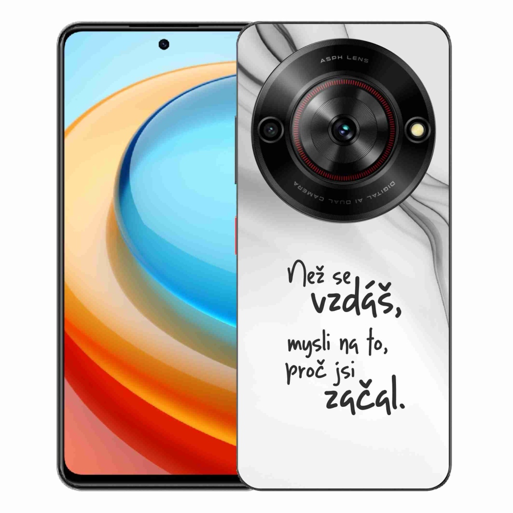 Gélový kryt mmCase na ZTE Blade A75 - citát 2 biele pozadie