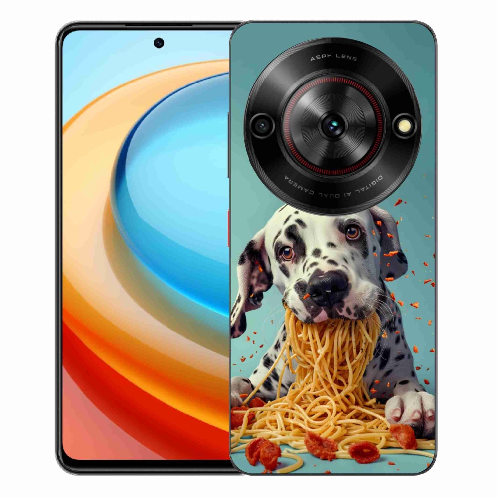 Gélový kryt mmCase na ZTE Blade A75 - dalmatín a špagety