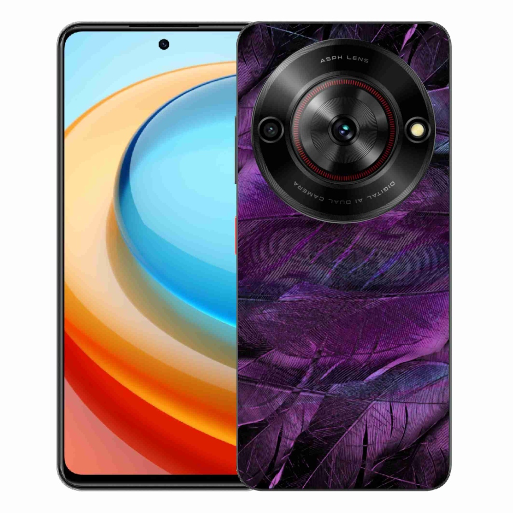 Gélový kryt mmCase na ZTE Blade A75 - fialové pierka