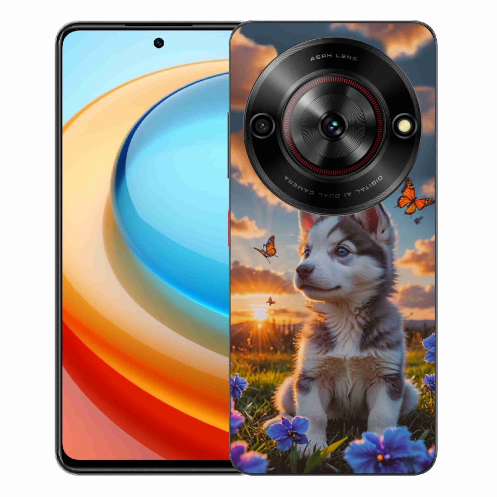 Gélový kryt mmCase na ZTE Blade A75 - husky pri západe slnka