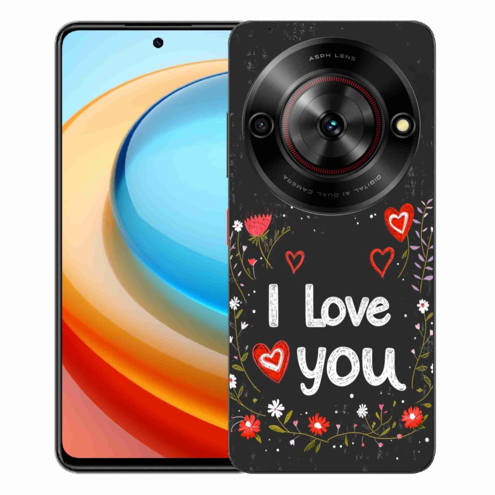 Gélový kryt mmCase na ZTE Blade A75 - I love you čierne pozadie