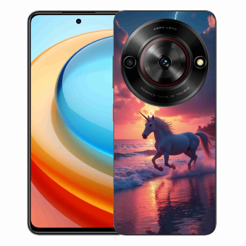 Gélový kryt mmCase na ZTE Blade A75 - jednorožec na pláži