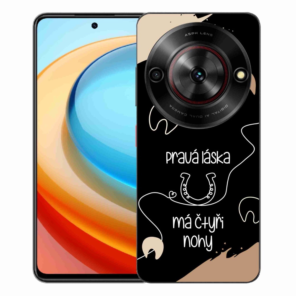 Gélový kryt mmCase na ZTE Blade A75 - konský motív čierne pozadie