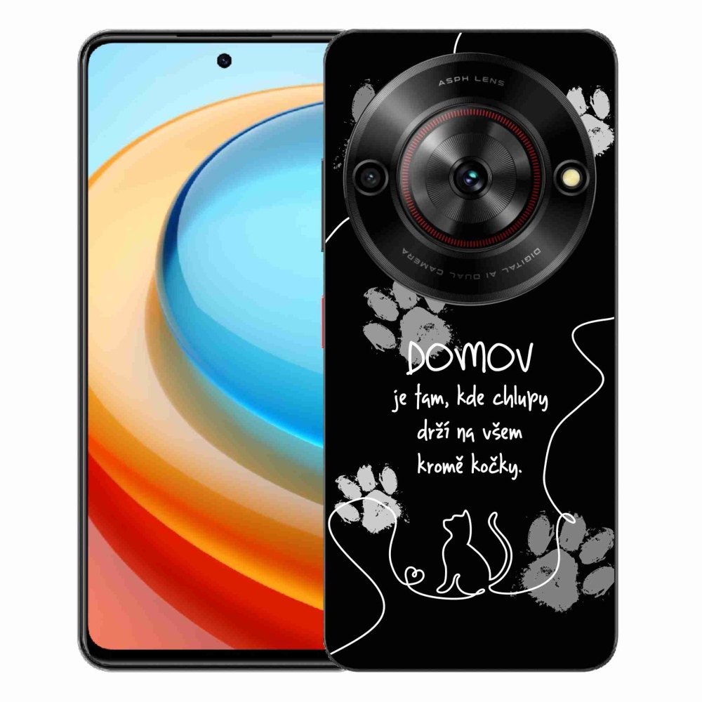 Gélový kryt mmCase na ZTE Blade A75 - mačacie motív čierne pozadie