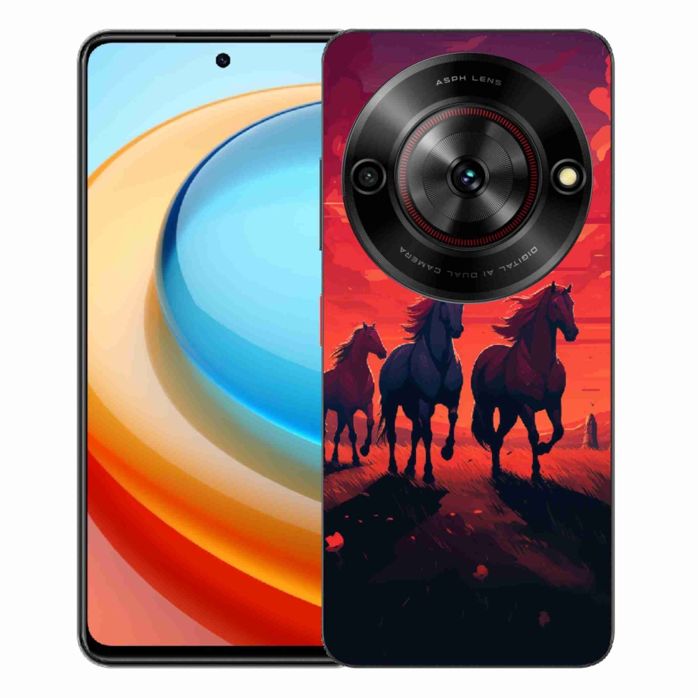 Gélový kryt mmCase na ZTE Blade A75 - kone a západ slnka
