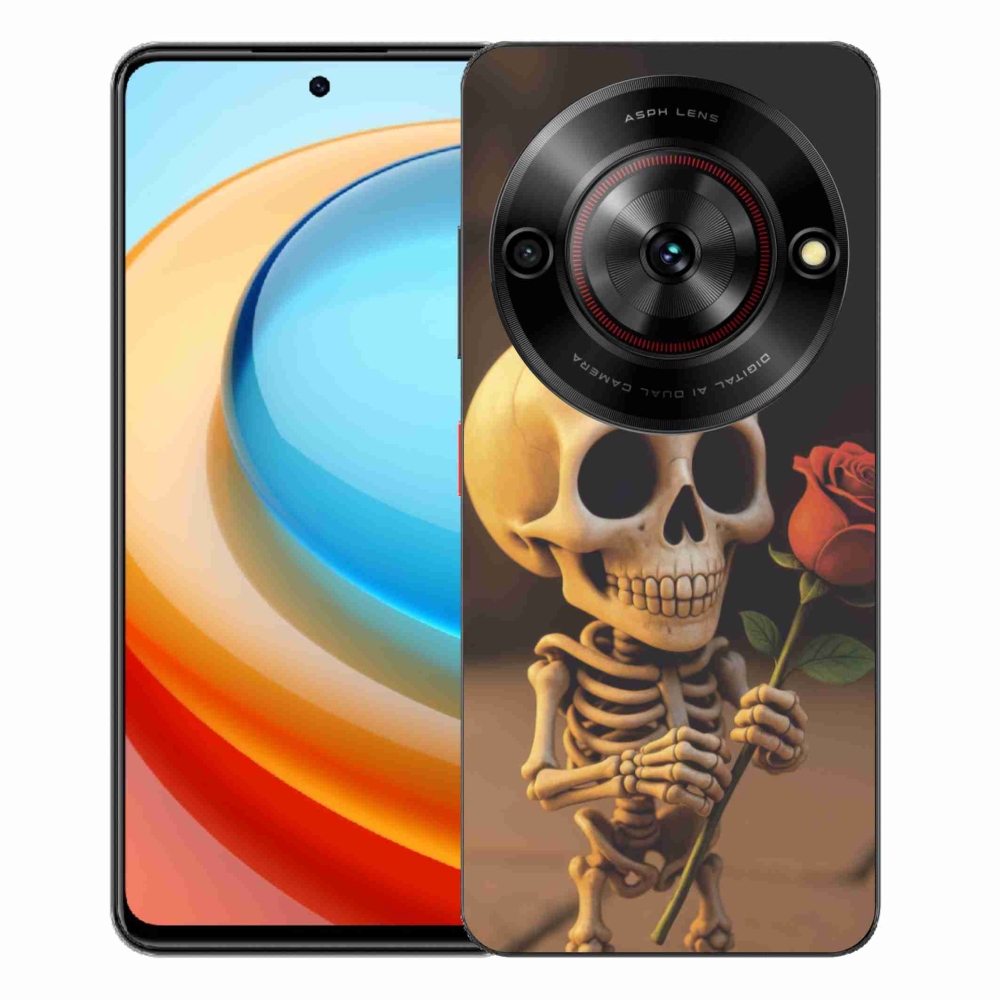 Gélový kryt mmCase na ZTE Blade A75 - kostlivec s ružou