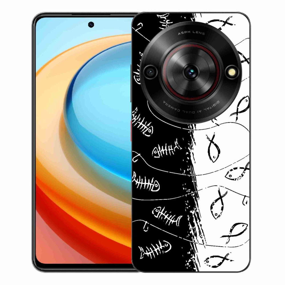 Gélový kryt mmCase na ZTE Blade A75 - kostry a rybky