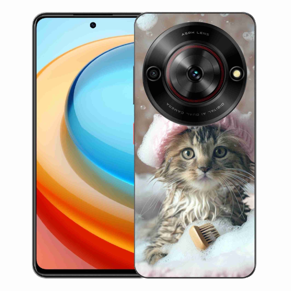Gélový kryt mmCase na ZTE Blade A75 - mačiatko a kúpeľ
