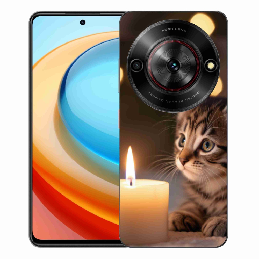 Gélový kryt mmCase na ZTE Blade A75 - mačiatko a sviečka
