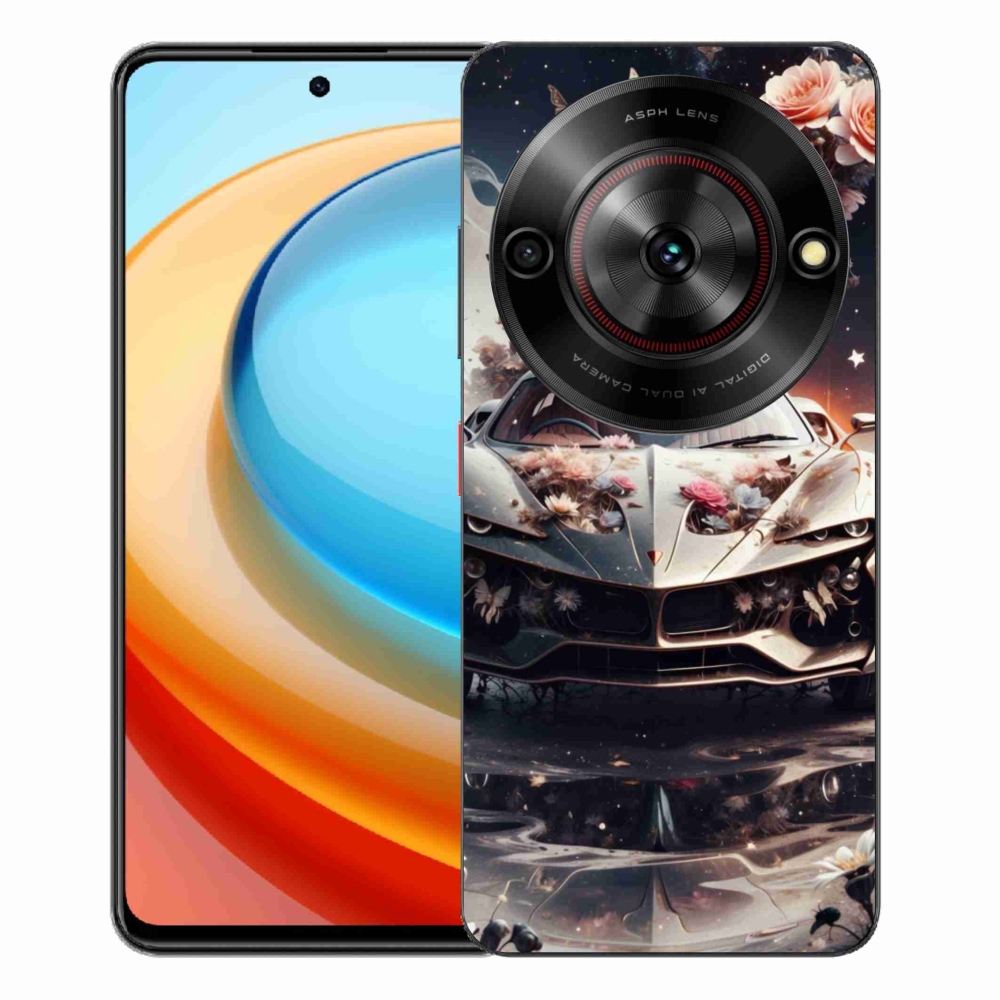 Gélový kryt mmCase na ZTE Blade A75 - kvetinový športový automobil