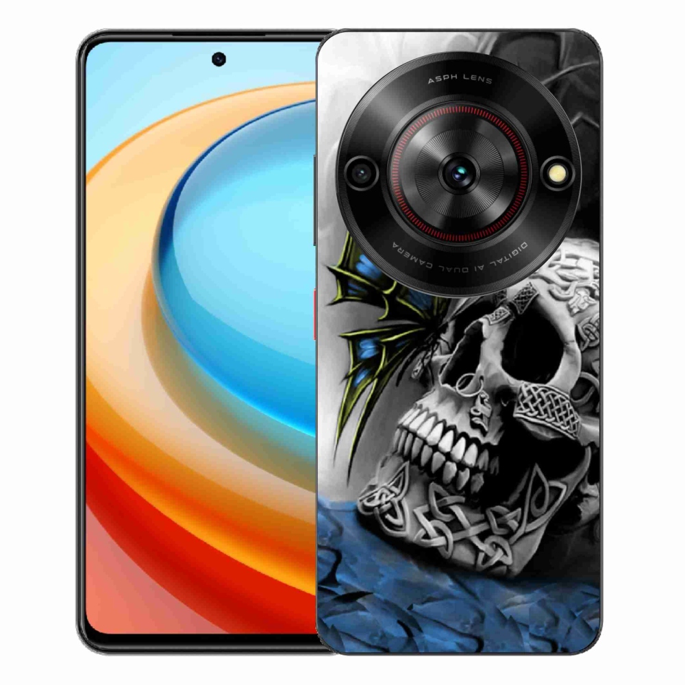Gélový kryt mmCase na ZTE Blade A75 - motýľ a lebka