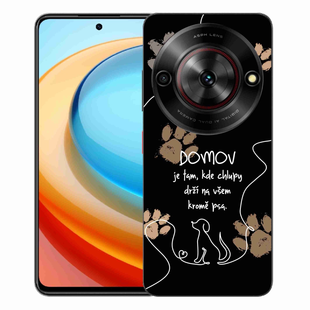 Gélový kryt mmCase na ZTE Blade A75 - psí motív čierne pozadie