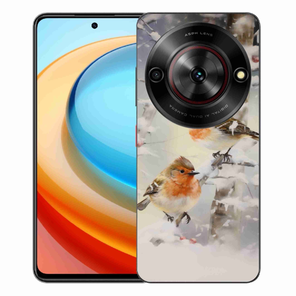 Gélový kryt mmCase na ZTE Blade A75 - vtáčiky v zime