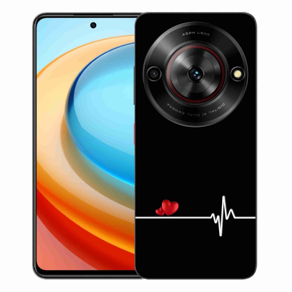 Gélový kryt mmCase na ZTE Blade A75 - srdce a tep čierne pozadie