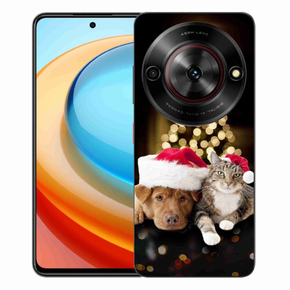 Gélový kryt mmCase na ZTE Blade A75 - vianočný pes a mačka