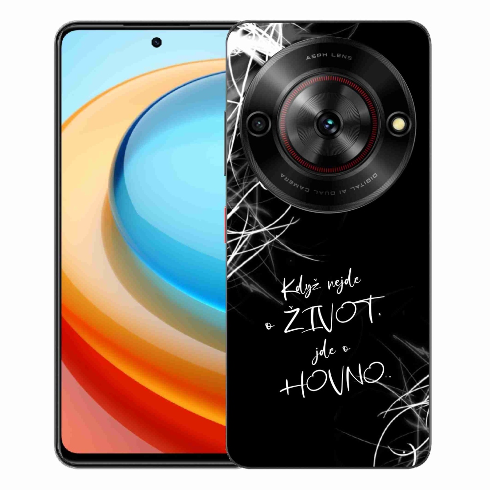 Gélový kryt mmCase na ZTE Blade A75 - vtipný text 16 čierne pozadie