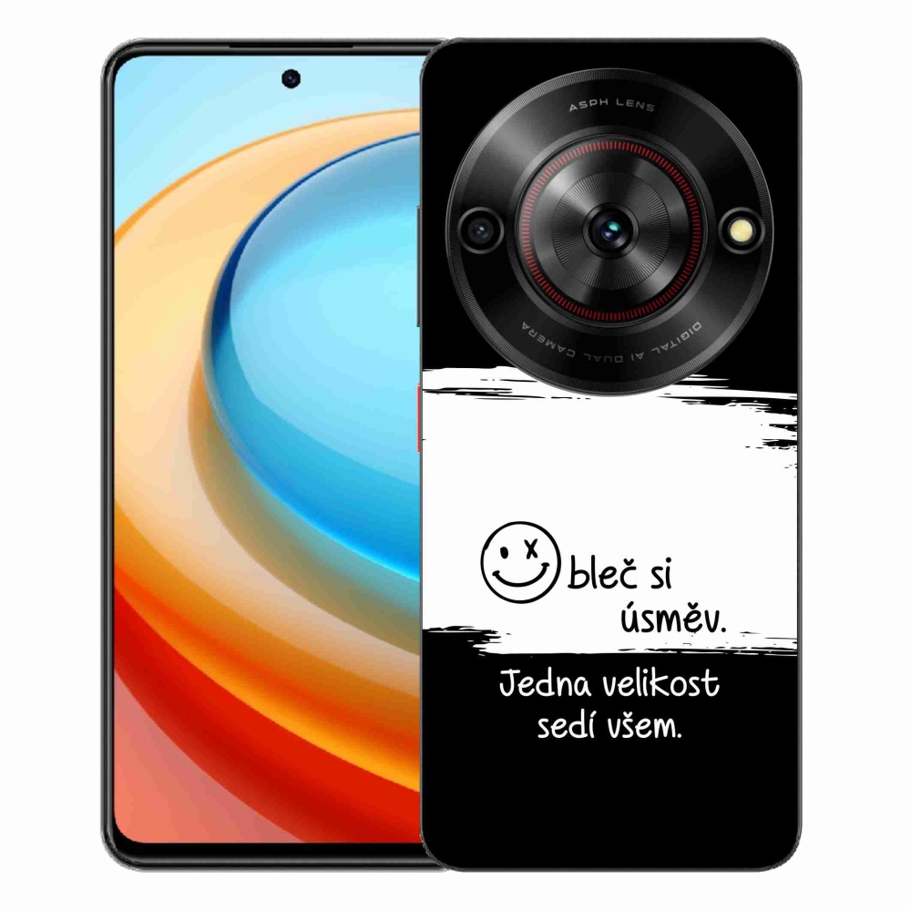 Gélový kryt mmCase na ZTE Blade A75 - vtipný text 8 bieločierne pozadie