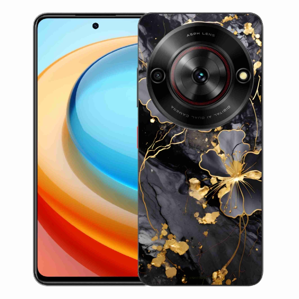 Gélový kryt mmCase na ZTE Blade A75 - zlaté kvety