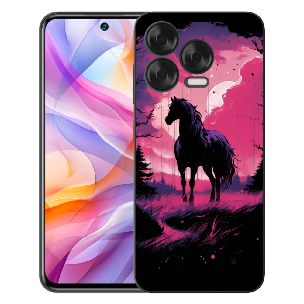 Gélový kryt mmCase na ZTE Blade V70 Vita - čierny kreslený kôň 1