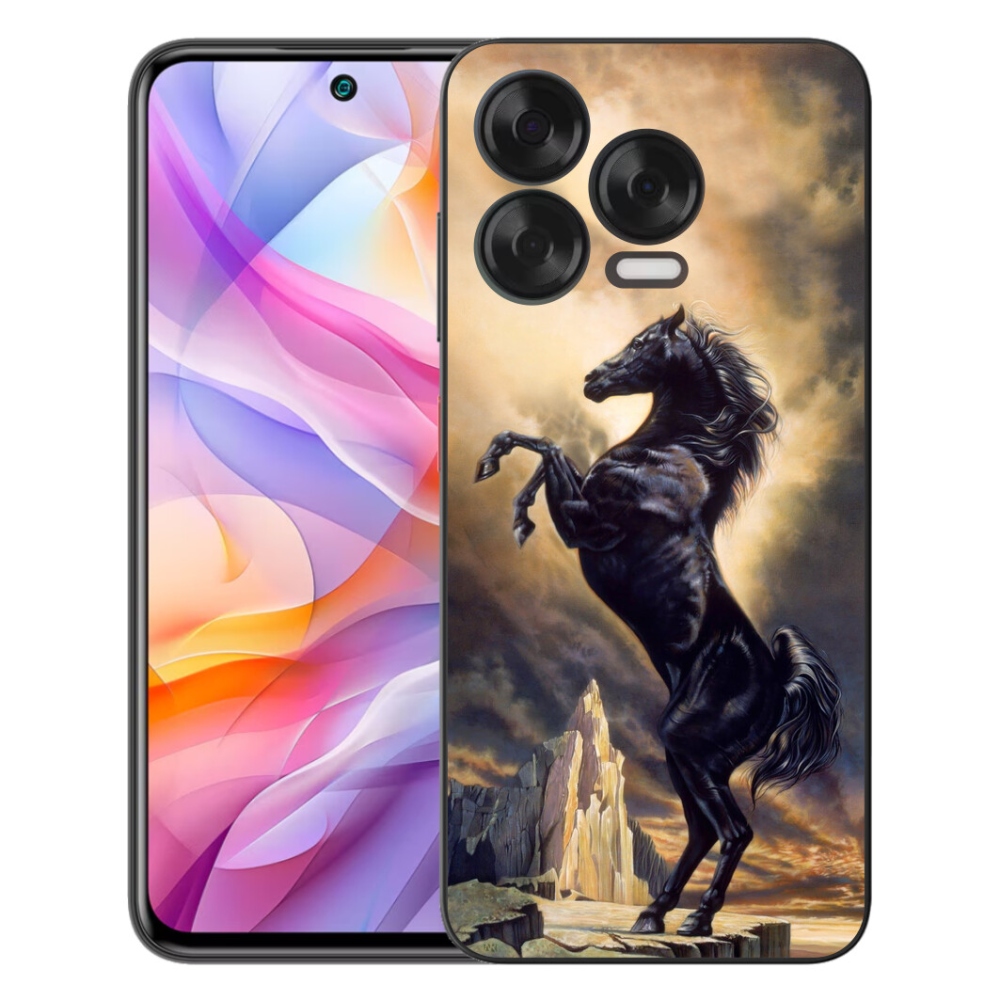 Gélový kryt mmCase na ZTE Blade V70 Vita - čierny kreslený kôň