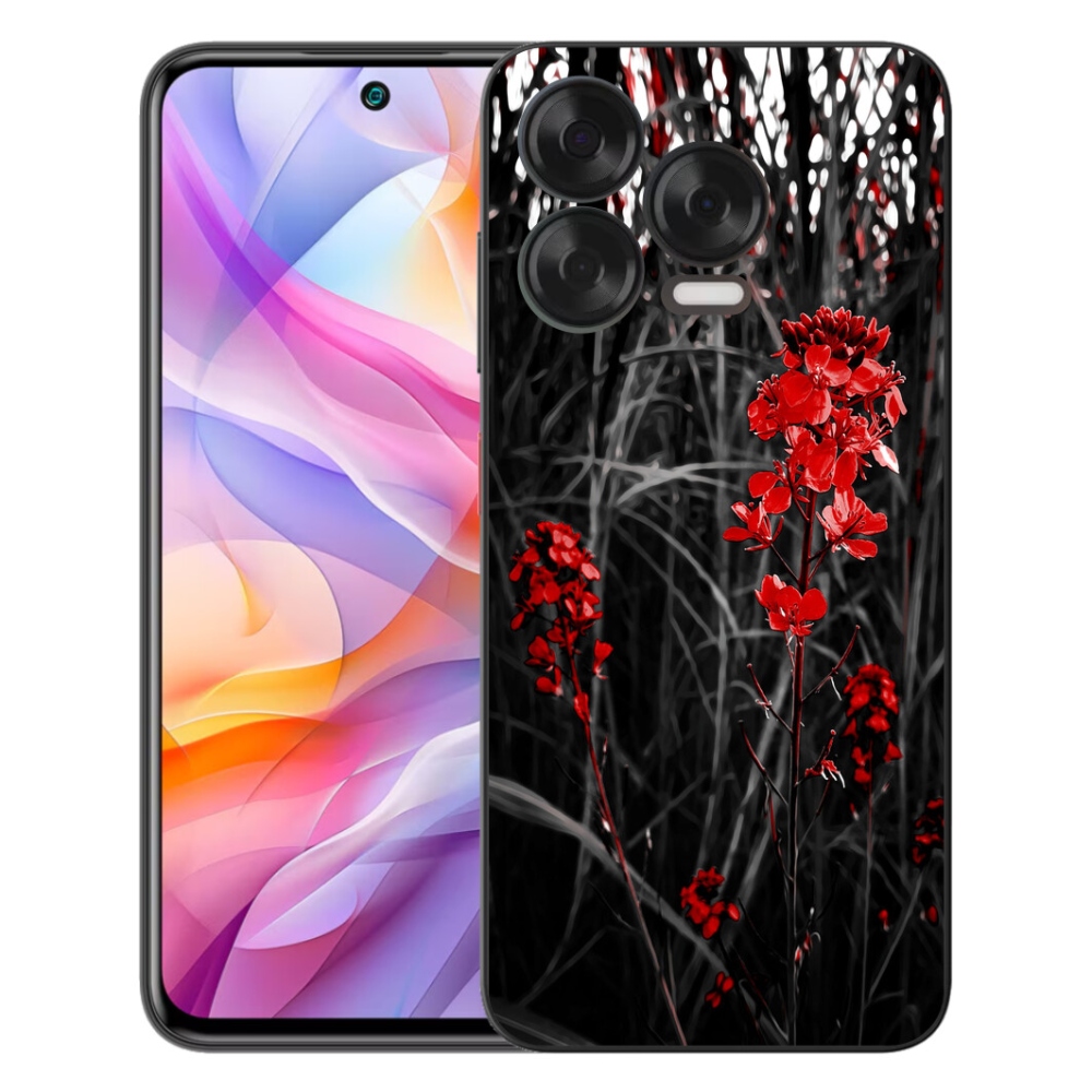 Gélový kryt mmCase na ZTE Blade V70 Vita - červená rastlina