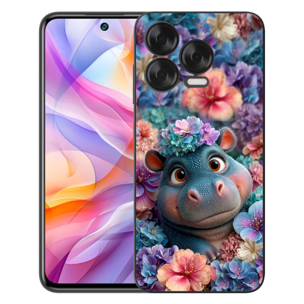 Gélový kryt mmCase na ZTE Blade V70 Vita - hrošík v kvetoch