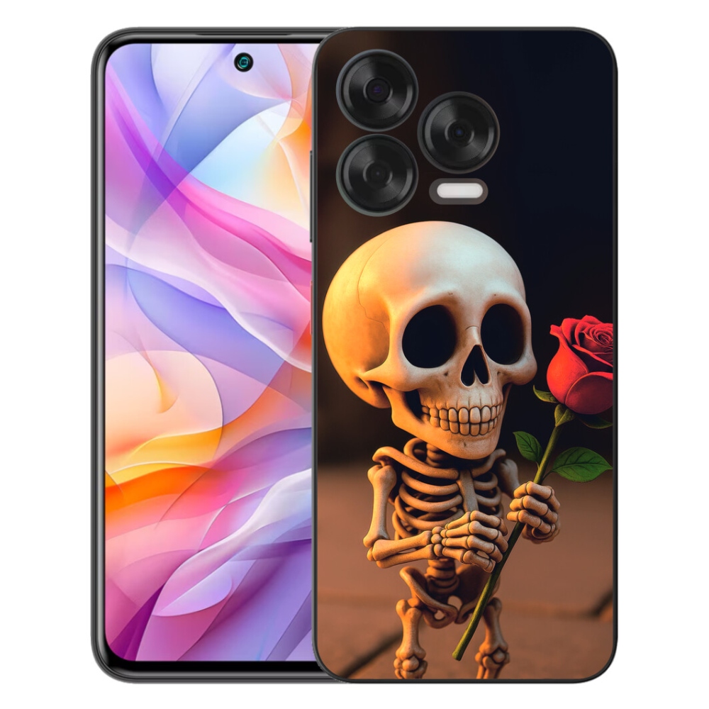 Gélový kryt mmCase na ZTE Blade V70 Vita - kostlivec s ružou