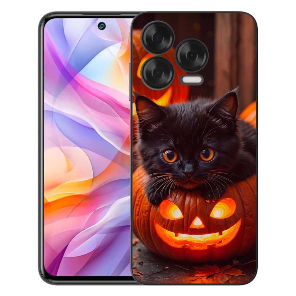 Gélový kryt mmCase na ZTE Blade V70 Vita - mačiatko a tekvica