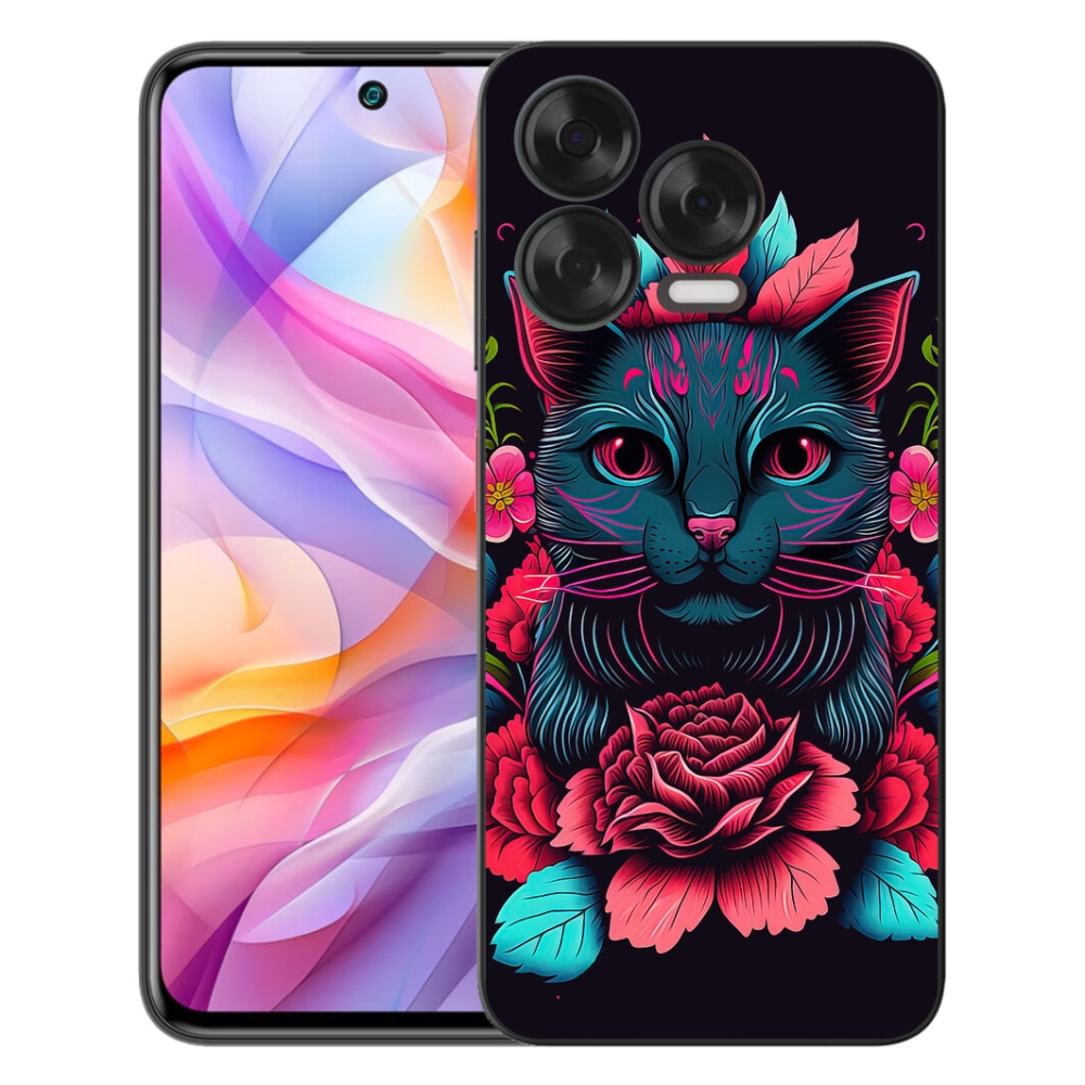 Gélový kryt mmCase na ZTE Blade V70 Vita - kvety a mačka