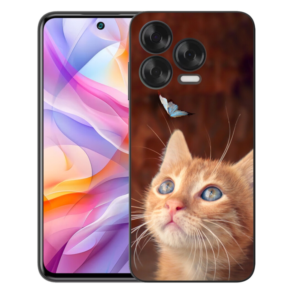 Gélový kryt mmCase na ZTE Blade V70 Vita - motýľ a mačiatko