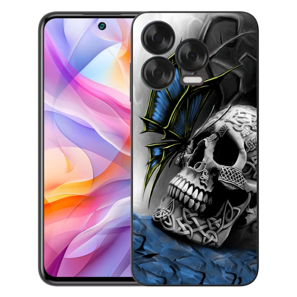 Gélový kryt mmCase na ZTE Blade V70 Vita - motýľ a lebka