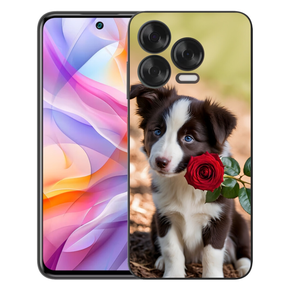 Gélový kryt mmCase na ZTE Blade V70 Vita - roztomilá border kólia s ružou