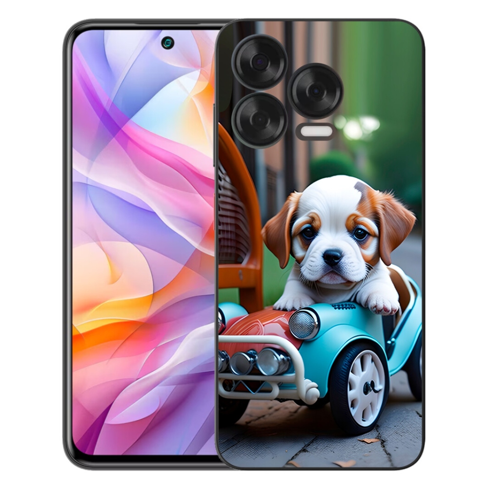 Gélový kryt mmCase na ZTE Blade V70 Vita - šteňa v retro aute