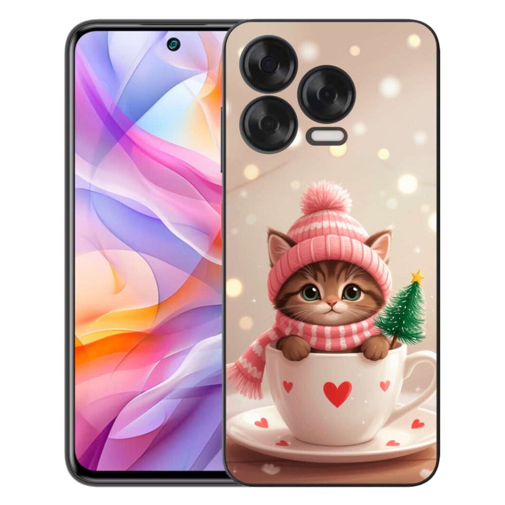 Gélový kryt mmCase na ZTE Blade V70 Vita - vianočné mačiatko v hrnčeku