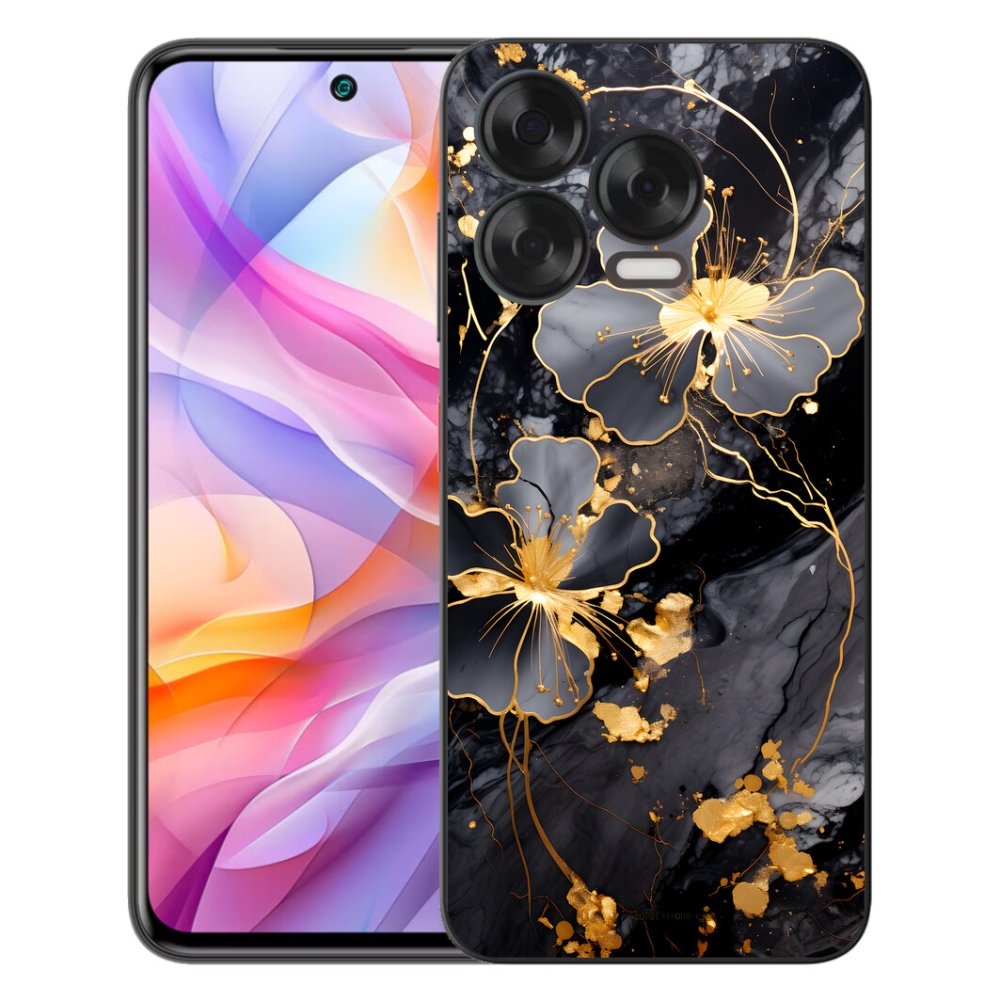 Gélový kryt mmCase na ZTE Blade V70 Vita - zlaté kvety