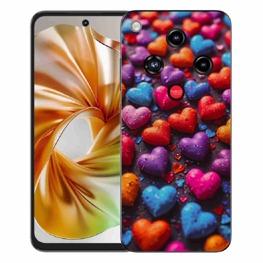 Gélový kryt mmCase na ZTE Nubia Focus 2 - farebné srdcia