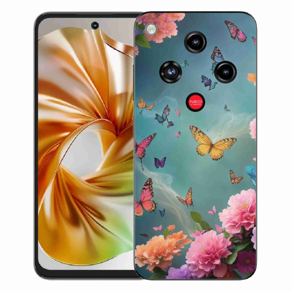 Gélový kryt mmCase na ZTE Nubia Focus 2 - farebné kvety a motýle