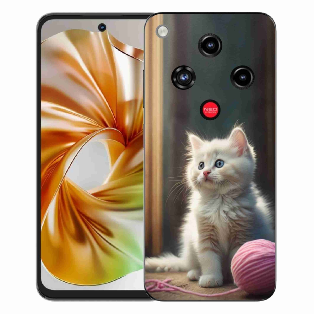 Gélový kryt mmCase na ZTE Nubia Focus 2 - biele mačiatko 2