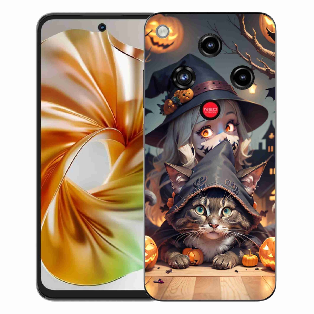Gélový kryt mmCase na ZTE Nubia Focus 2 - čarodejnica s mačkou