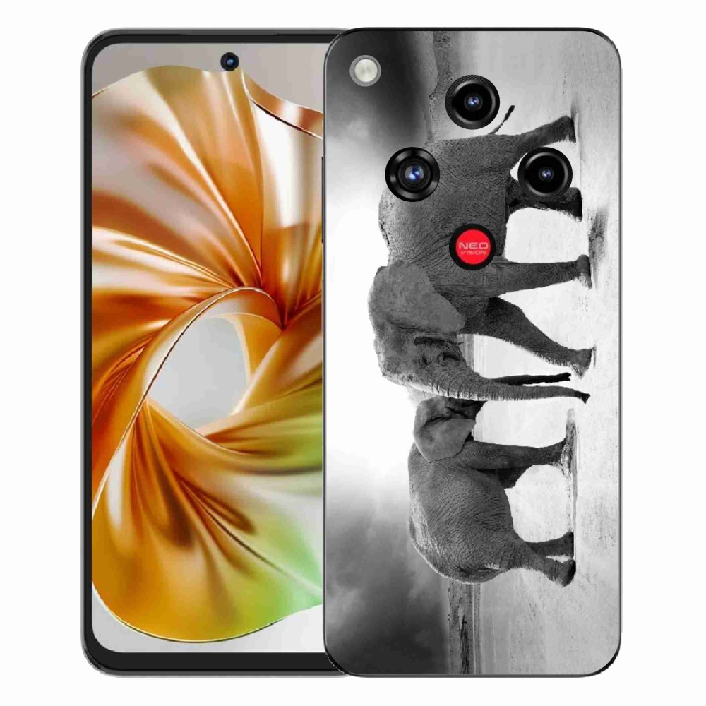 Gélový kryt mmCase na ZTE Nubia Focus 2 - čiernobieli slony