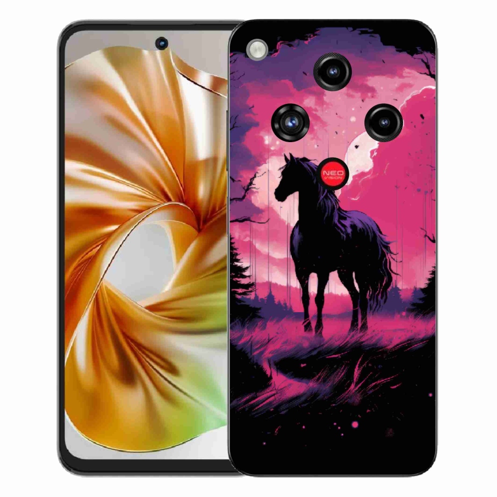Gélový kryt mmCase na ZTE Nubia Focus 2 - čierny kreslený kôň 1