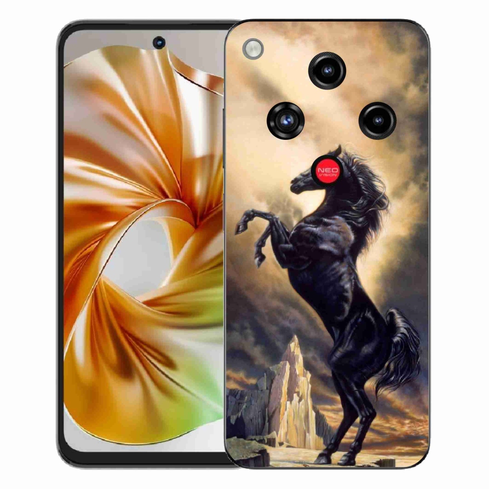 Gélový kryt mmCase na ZTE Nubia Focus 2 - čierny kreslený kôň