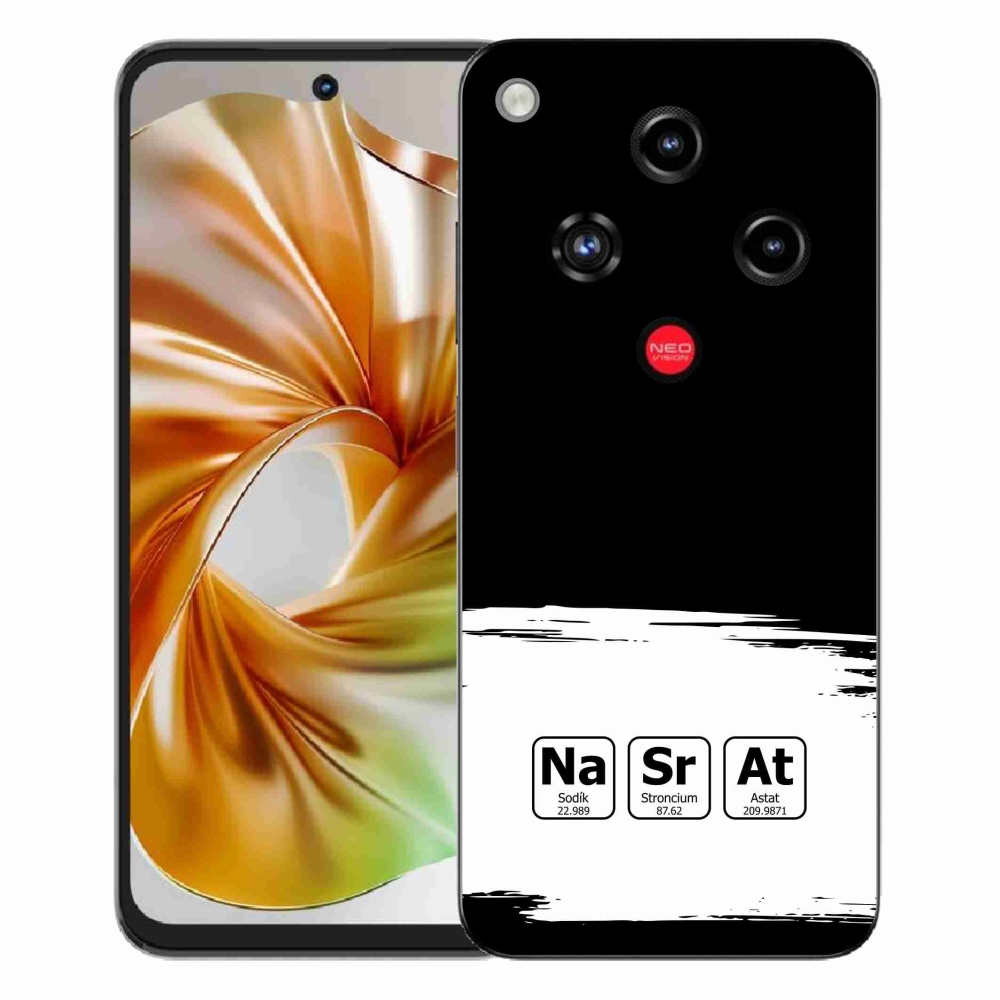 Gélový kryt mmCase na ZTE Nubia Focus 2 - chemické prvky bieločierne pozadie