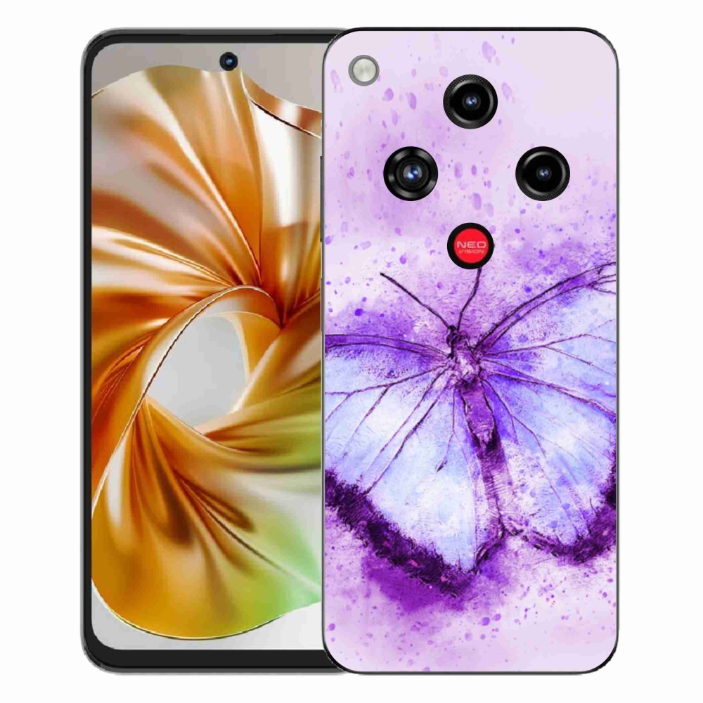 Gélový kryt mmCase na ZTE Nubia Focus 2 - fialový motýľ