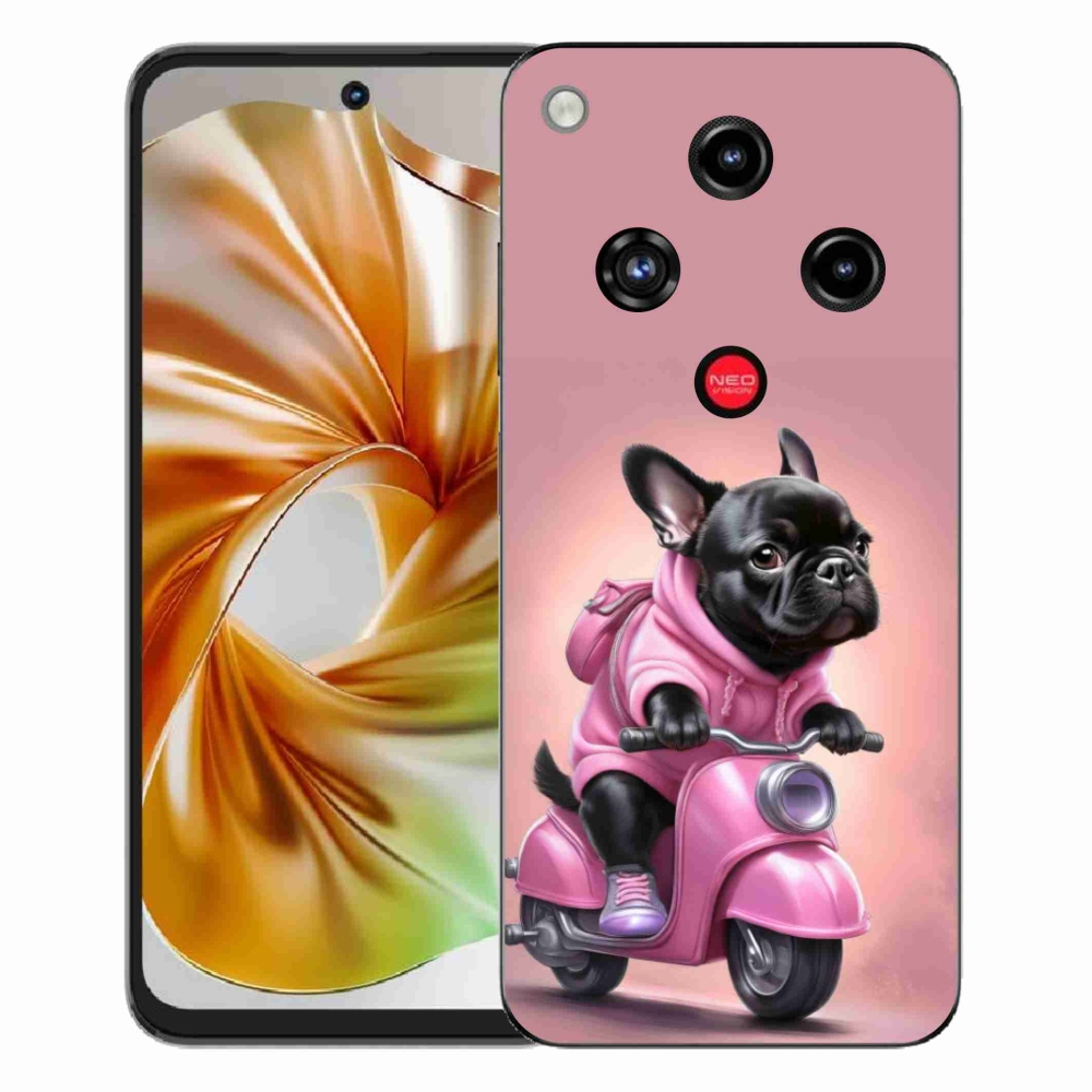 Gélový kryt mmCase na ZTE Nubia Focus 2 - francúzsky buldoček na skútri