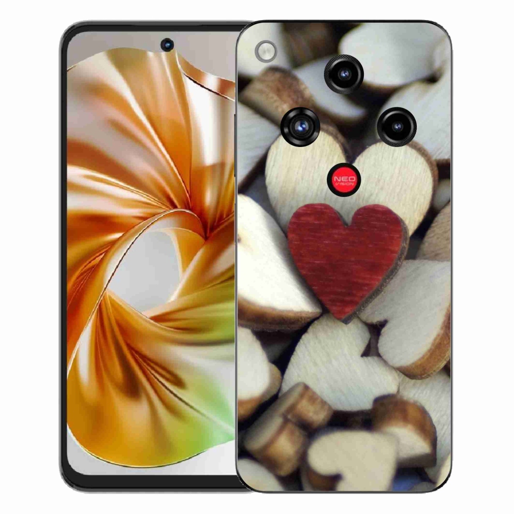 Gélový kryt mmCase na ZTE Nubia Focus 2 - gravírované červené srdce