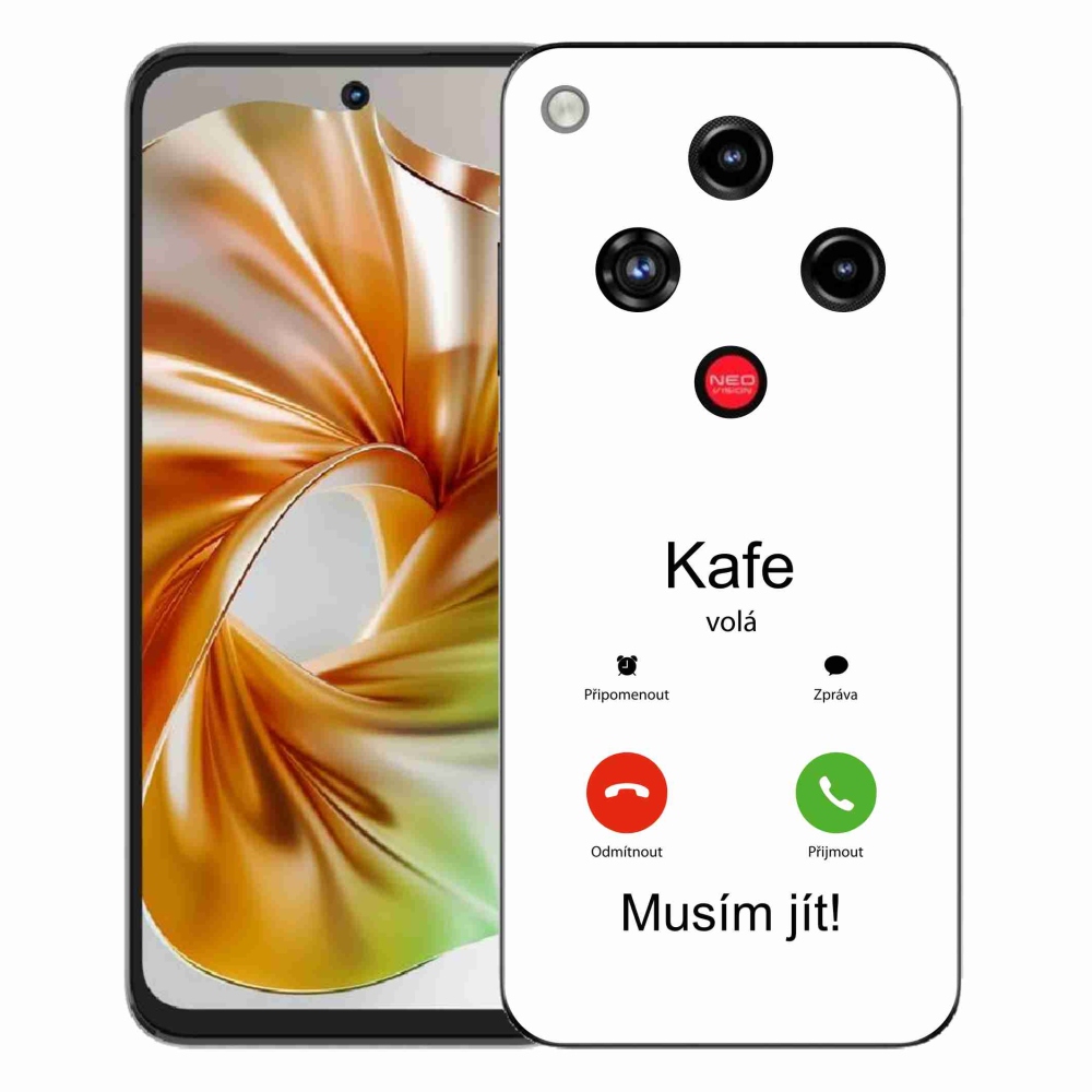 Gélový kryt mmCase na ZTE Nubia Focus 2 - káva volá biele pozadie