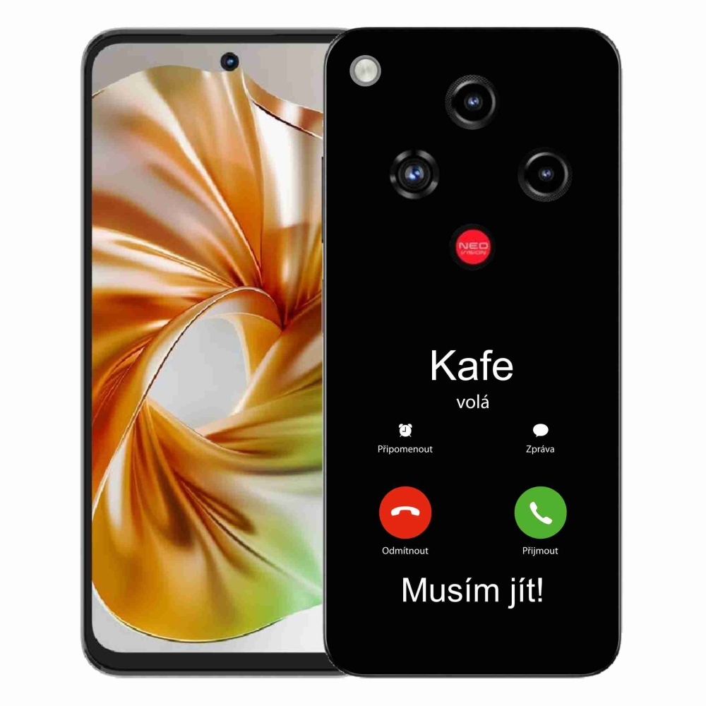 Gélový kryt mmCase na ZTE Nubia Focus 2 - káva volá čierne pozadie