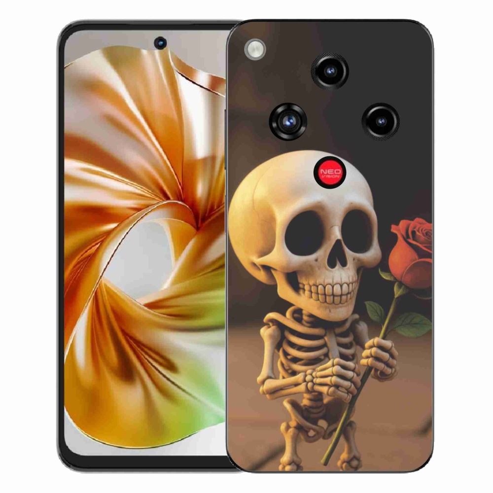 Gélový kryt mmCase na ZTE Nubia Focus 2 - kostlivec s ružou
