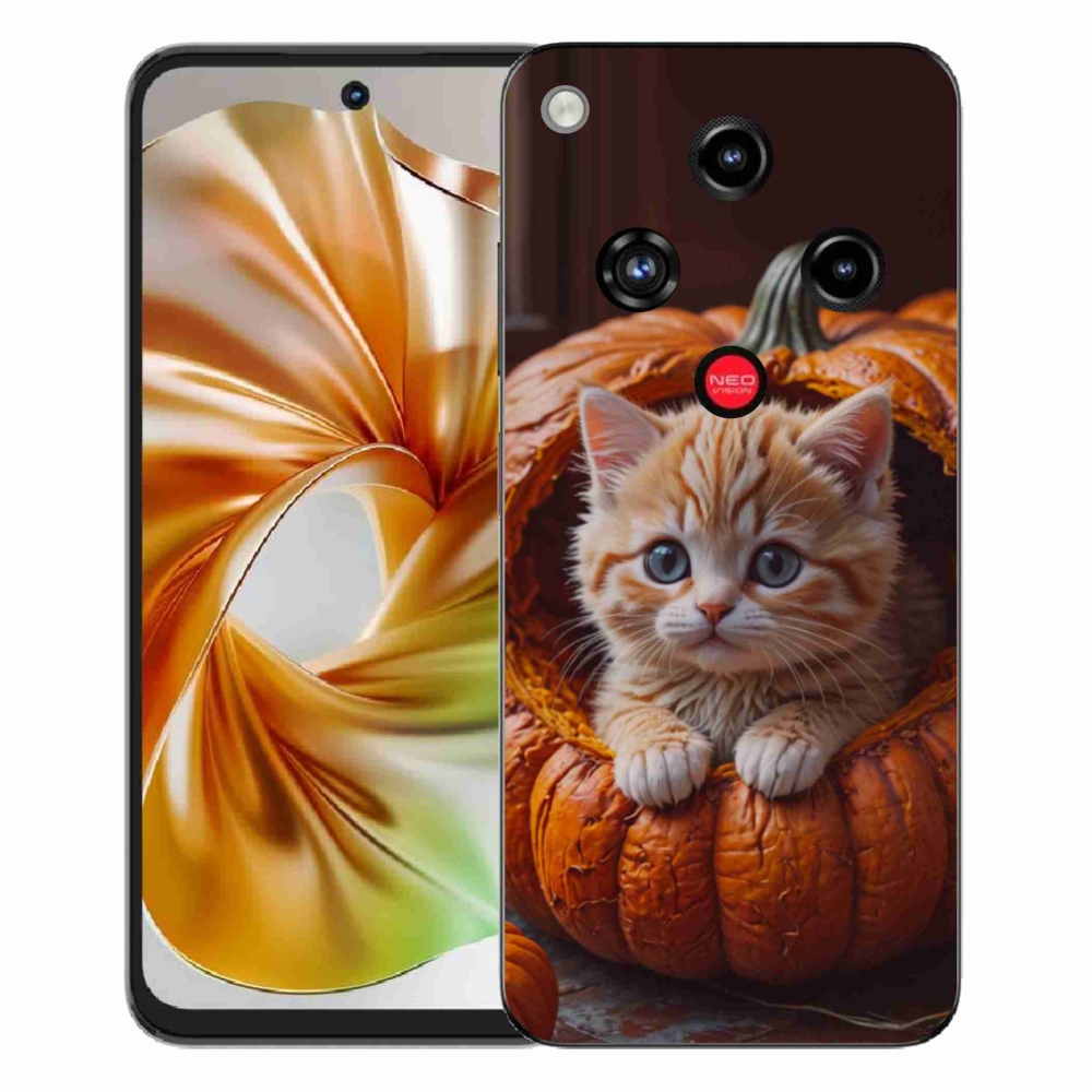 Gélový kryt mmCase na ZTE Nubia Focus 2 - mačiatko a tekvica 2